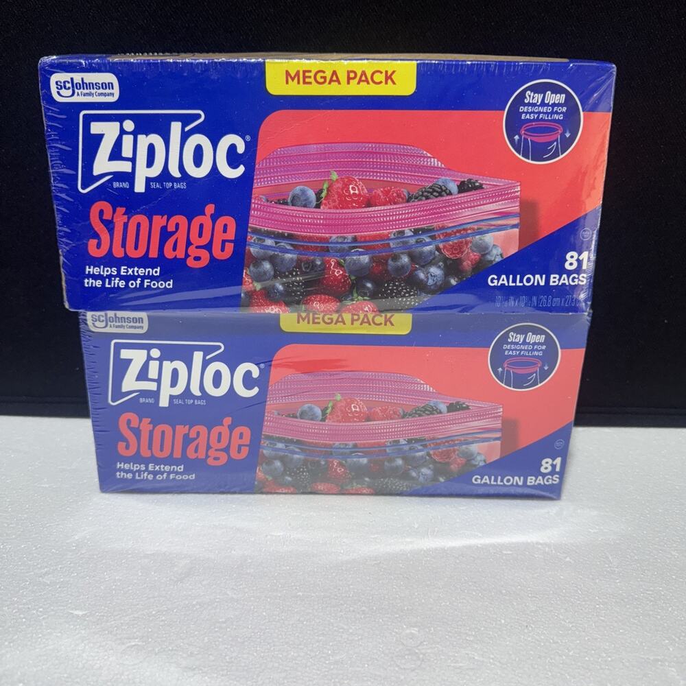 2X Ziploc Quart Food Storage Bags, Grip 'n Seal Technology X Easier Grip 81ct Ea